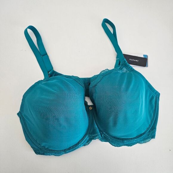 NWT Natori Lace Pure Allure Full Underwire Contour Bra 736099 Island Blue 42DDD - Picture 4 of 10